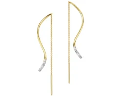 Kolczyki z żółtego złota z diamentami - 0,01 ct - próba 375