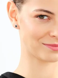 Kolczyki z żółtego złota z diamentami i szafirami - próba 585