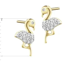 Kolczyki z żółtego złota z diamentami - 0,05 ct - próba 375