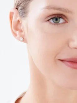 Kolczyki z żółtego złota z diamentami - serca - 0,27 ct - próba 585