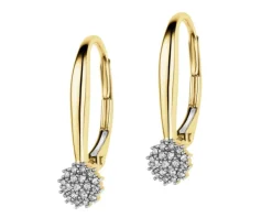 Kolczyki z żółtego złota z diamentami - 0,09 ct - próba 585