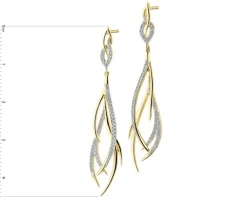 Kolczyki z żółtego złota z diamentami - 0,24 ct - próba 585