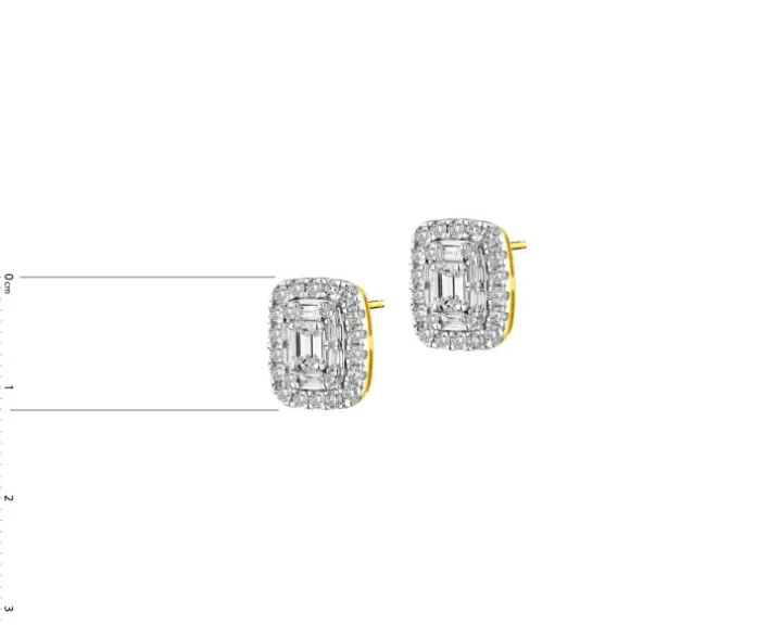 Kolczyki z żółtego złota z diamentami - 1,40 ct - próba 585