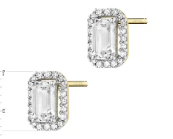 Kolczyki z żółtego złota z diamentami i topazami białymi - próba 585