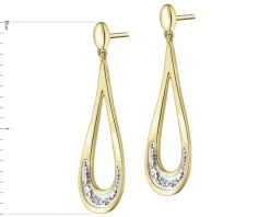 Kolczyki z żółtego złota z diamentami - 0,01 ct - próba 375