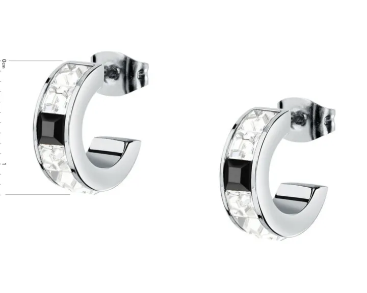 Kolczyki ze stali szlachetnej z cyrkoniami - koła, Karl Lagerfeld