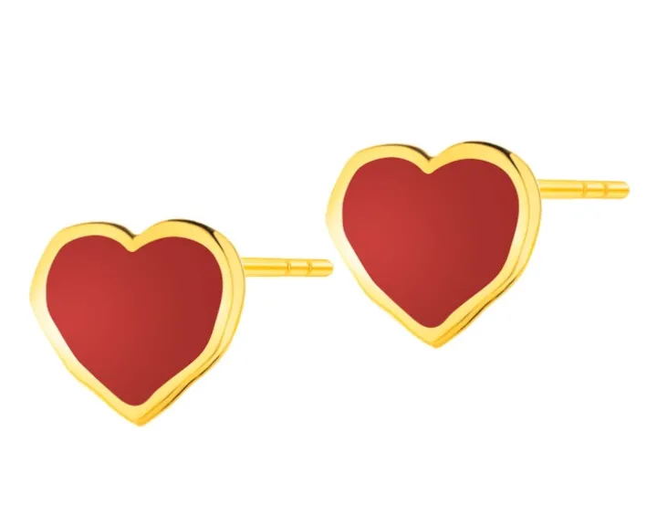 Kolczyki ze stali szlachetnej z emalią - serca