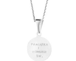 Medalik I Komunia Święta - zawieszka srebrna i łańcuszek - komplet