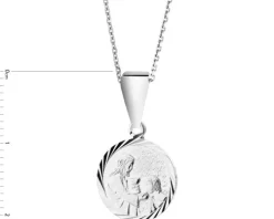 Medalik I Komunia Święta - zawieszka srebrna i łańcuszek - komplet