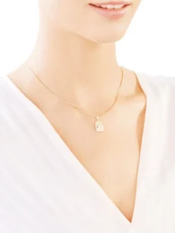 Medalik Matka Boska Częstochowska - złota zawieszka i łańcuszek - komplet