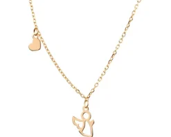 Naszyjnik srebrny - aniołek, serce