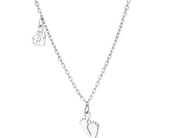 Naszyjnik srebrny - dziewczynka, chłopiec, stópki, serce