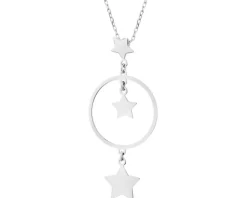 Naszyjnik srebrny - gwiazdy, koło