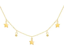 Naszyjnik srebrny - gwiazdy, kulki
