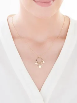 Naszyjnik srebrny - gwiazdy, koło