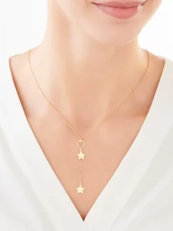 Naszyjnik srebrny - gwiazdy, koło