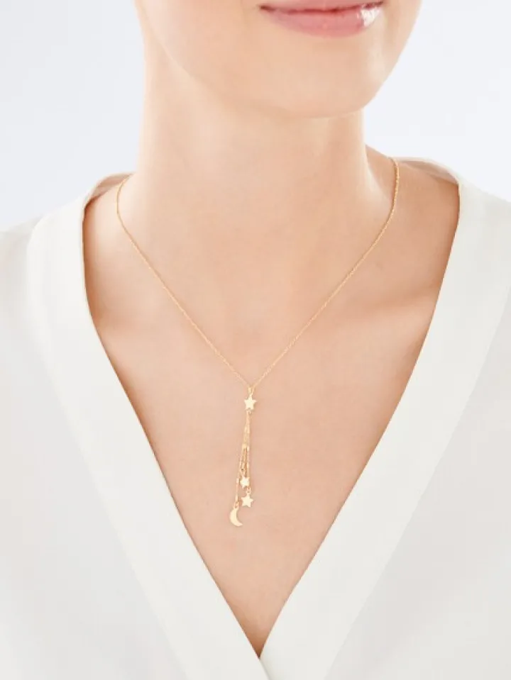 Naszyjnik srebrny - gwiazdy, Księżyc