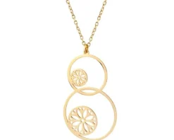 Naszyjnik srebrny - koła, kwiaty, rozety