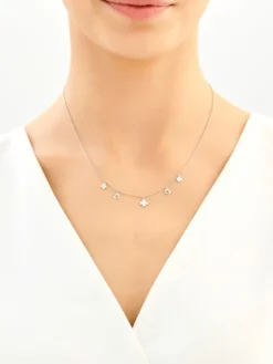 Naszyjnik srebrny - koniczyny, serca