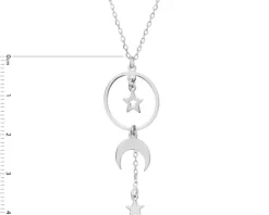 Naszyjnik srebrny - Księżyc, gwiazdy, koło
