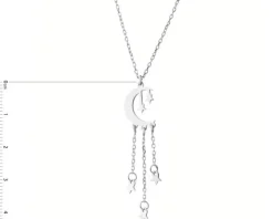 Naszyjnik srebrny - Księżyc, gwiazdy