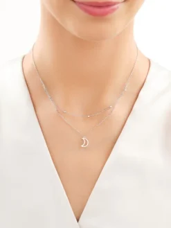 Naszyjnik srebrny - Księżyc, kulki