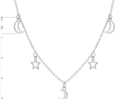 Naszyjnik srebrny - Księżyce, gwiazdy