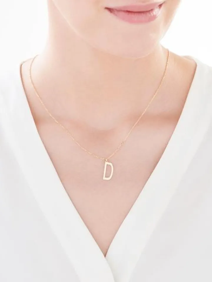 Naszyjnik srebrny - litera D