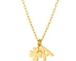 Naszyjnik srebrny - litera A, koniczyna