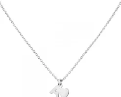 Naszyjnik srebrny - litera A, serce