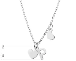Naszyjnik srebrny - litera P, serca