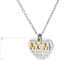 Naszyjnik srebrny - mama, serce