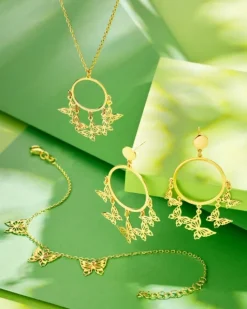 Naszyjnik srebrny - motyle, koło