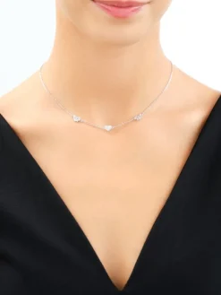 Naszyjnik srebrny - motyle, serce