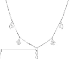 Naszyjnik srebrny - nieskończoność, serca, koniczyny