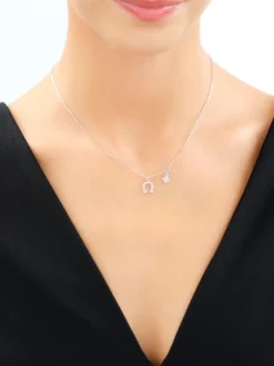 Naszyjnik srebrny - podkowa, koniczyna