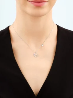 Naszyjnik srebrny - serca, mama