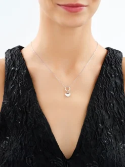 Naszyjnik srebrny - serce, koło