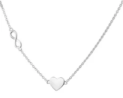 Naszyjnik srebrny - serce, nieskończoność