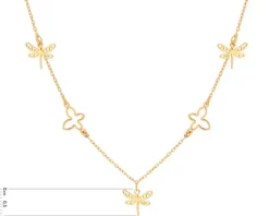 Naszyjnik srebrny - ważki, motyle