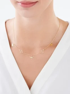 Naszyjnik srebrny - ważki, motyle