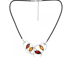 Naszyjnik srebrny z bursztynem