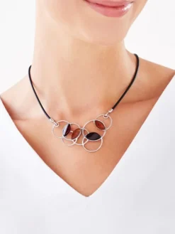 Naszyjnik srebrny z bursztynem