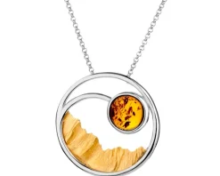 Naszyjnik srebrny z bursztynem