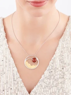 Naszyjnik srebrny z bursztynem