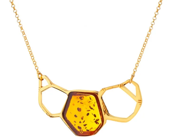 Naszyjnik srebrny z bursztynem