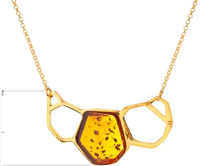 Naszyjnik srebrny z bursztynem