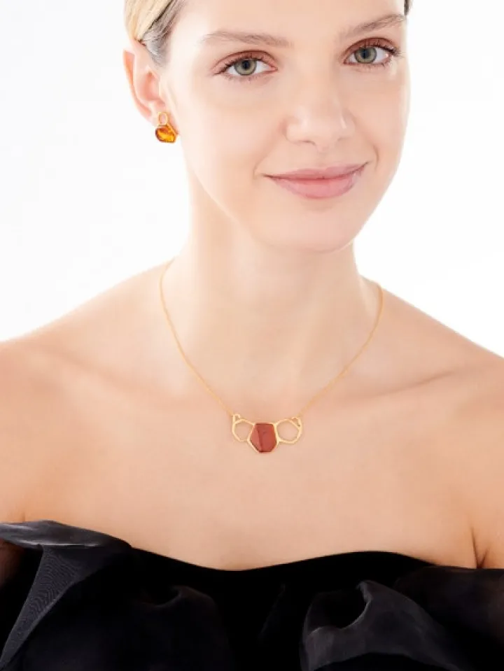 Naszyjnik srebrny z bursztynem