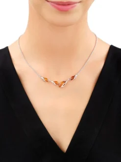 Naszyjnik srebrny z bursztynem