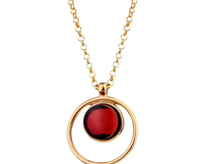 Naszyjnik srebrny z bursztynem - koło